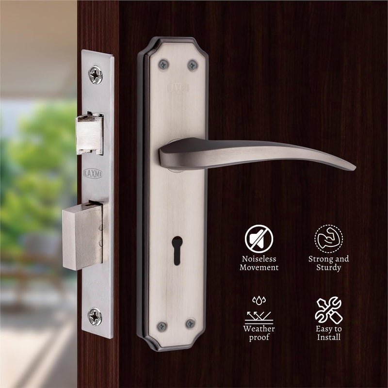 8 inches Mortise Door Handle Set with Lock Body Black Silver Finish 3 Keys 6 Lever 65 mm Mortise Lock Set for Door - Image 3