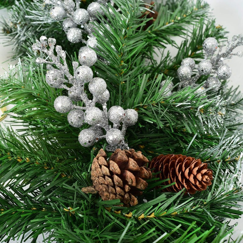 Lvydec 16pcs Christmas Glitter Berries Stems Clearance, 7.8" Artificial Christmas Picks for Christmas Tree Ornaments, DIY Xmas Wreath, Crafts, Holiday and Home Decor (Silver) - Image 3