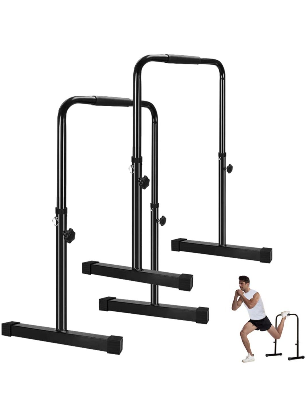 Adjustable Dip Stands Strength Training Parallel Bars Heavy Duty Parallette Multifunctional Tricep Dips for Workout Gym Portable Pull-Ups Push-Ups Split Parallel Bars Fitness Bar