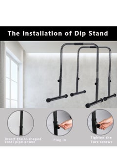 XiuWoo Adjustable Dip Stands Strength Training Parallel Bars Heavy Duty Parallette Multifunctional Tricep Dips for Workout Gym Portable Pull-Ups Push-Ups Split Parallel Bars Fitness Bar  - Image 2