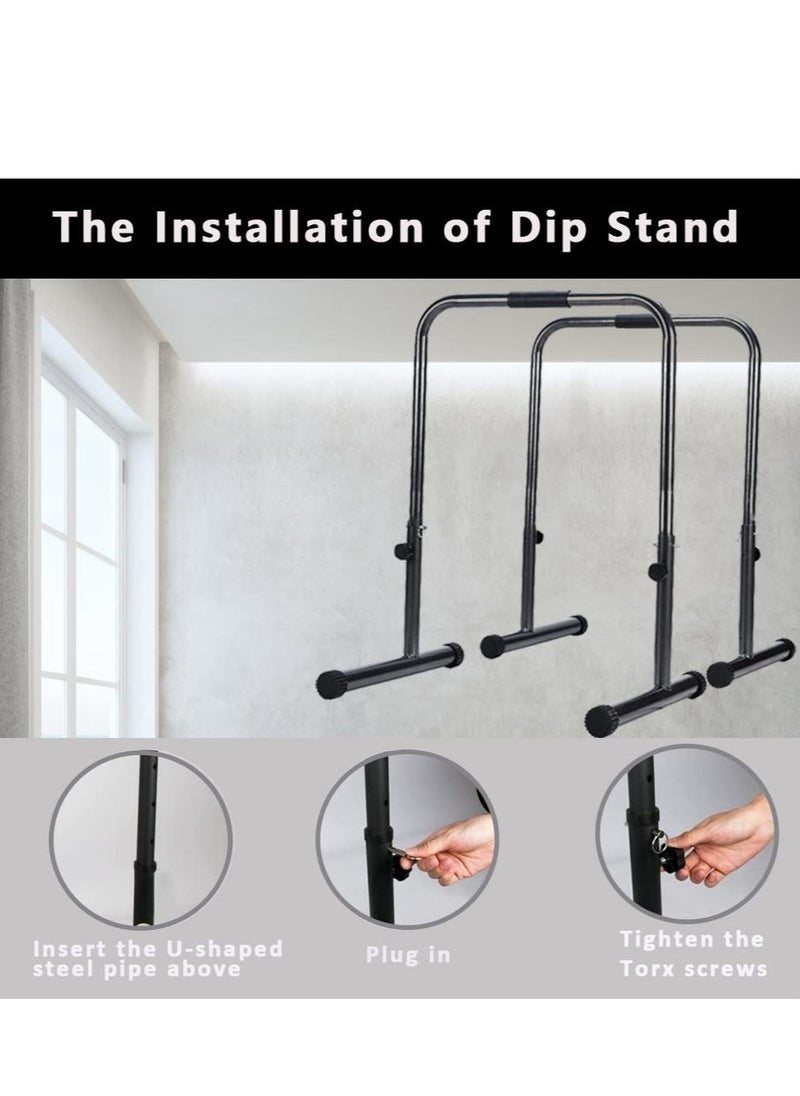 XiuWoo Adjustable Dip Stands Strength Training Parallel Bars Heavy Duty Parallette Multifunctional Tricep Dips for Workout Gym Portable Pull-Ups Push-Ups Split Parallel Bars Fitness Bar  - Image 2
