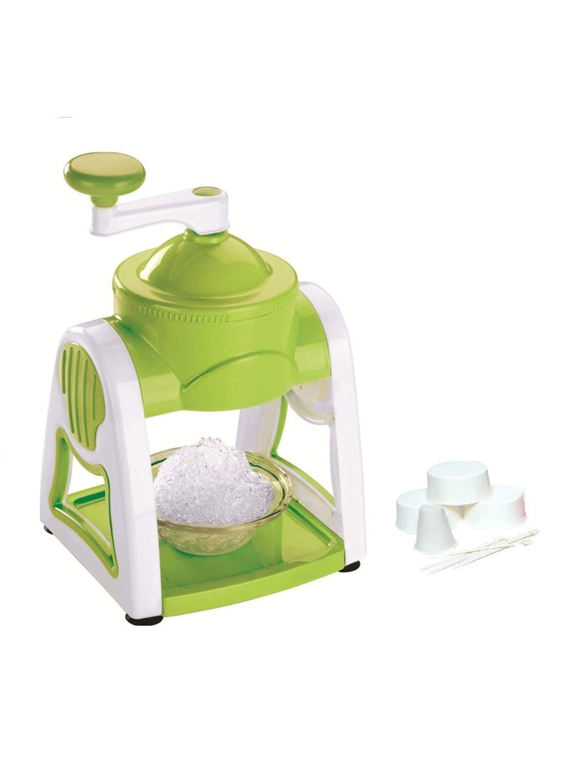 MOTEGRITY Motegrity Manual Ice Shaver Snow Cone Maker Hand Crank Ice Crusher Machine with Bowls Spoons Cups DIY Shaved Ice for Summer Treats  - Image 4