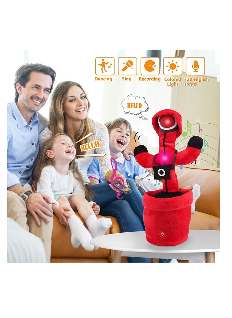 3-Pieces Dancing Cactus Toy Squid Game 180 Degree With 120 Songs, Can Sing, Talk, Record And Repeat