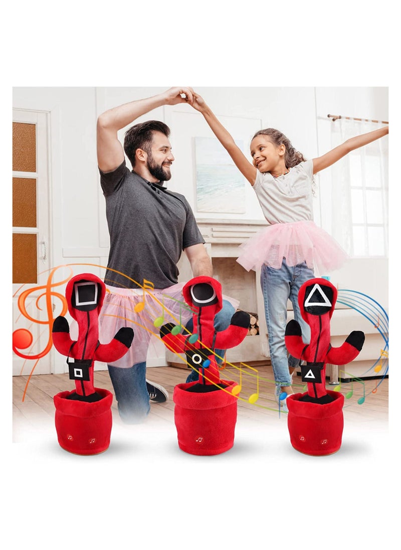 3-Pieces Dancing Cactus Toy Squid Game 180 Degree With 120 Songs, Can Sing, Talk, Record And Repeat