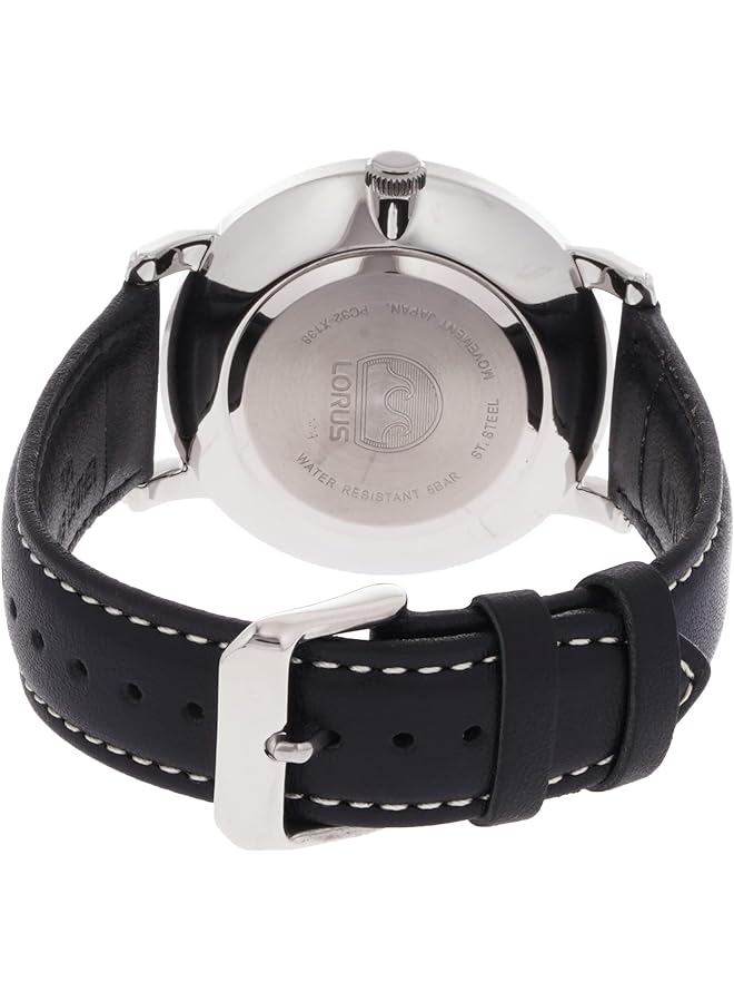 لوراس ساعة Rh927Jx9 كلاسيكية للرجال كوارتز مقاومة للماء حتى عمق 50 مترًا باللونين الفضي والأسود - Image 2