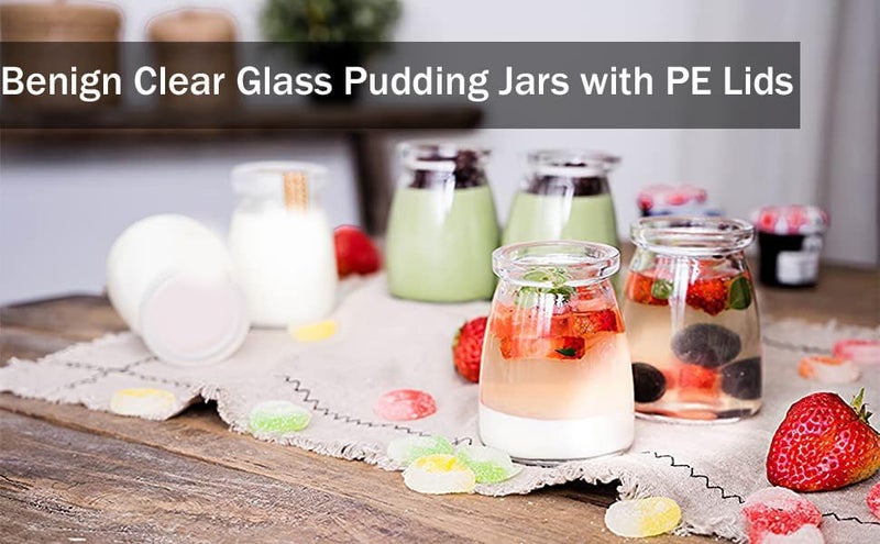Vency Glass Jars for Yogurt, Set of 12 Clear Pudding Jar with Lid - Glass Jars for Yogurt, Milk, Parfait, Spices and More - Perfect Glass Jar Gift for Family and Friends (150ml, Set of 12) - Image 4
