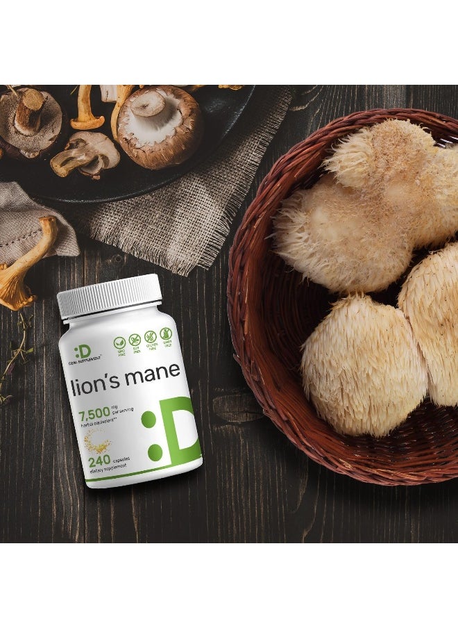 DEAL SUPPLEMENT Lions Mane Mushroom Supplement, 7,500mg Per Serving, 240 Capsules – Active Fruiting Body & Mycelium 10:1 Extract – Natural Brain Nootropic & Immune System Booster – Non-GMO  - Image 5
