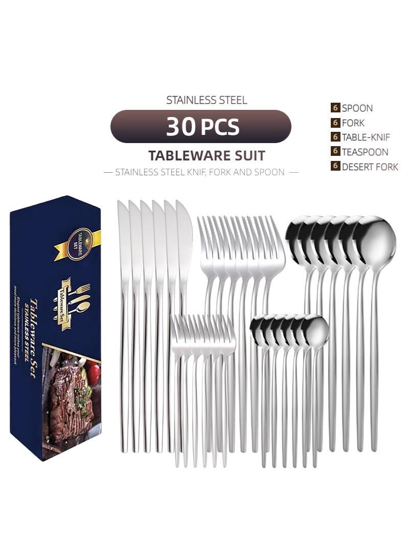 general 30-Piece Knife Fork Spoon Full Set Silver - Image 1