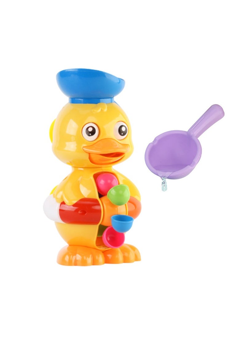 Bath Bathtub Toys for Toddlers 1 2 3 Years Old | Duck Bathtub Toys with Rotatable Waterwheel/Eyes | Bathroom Strong Suckers Water Scoop Fun Bath Toys for Toddlers Boys Girls 1-4 Years (Duck)  - Image 2