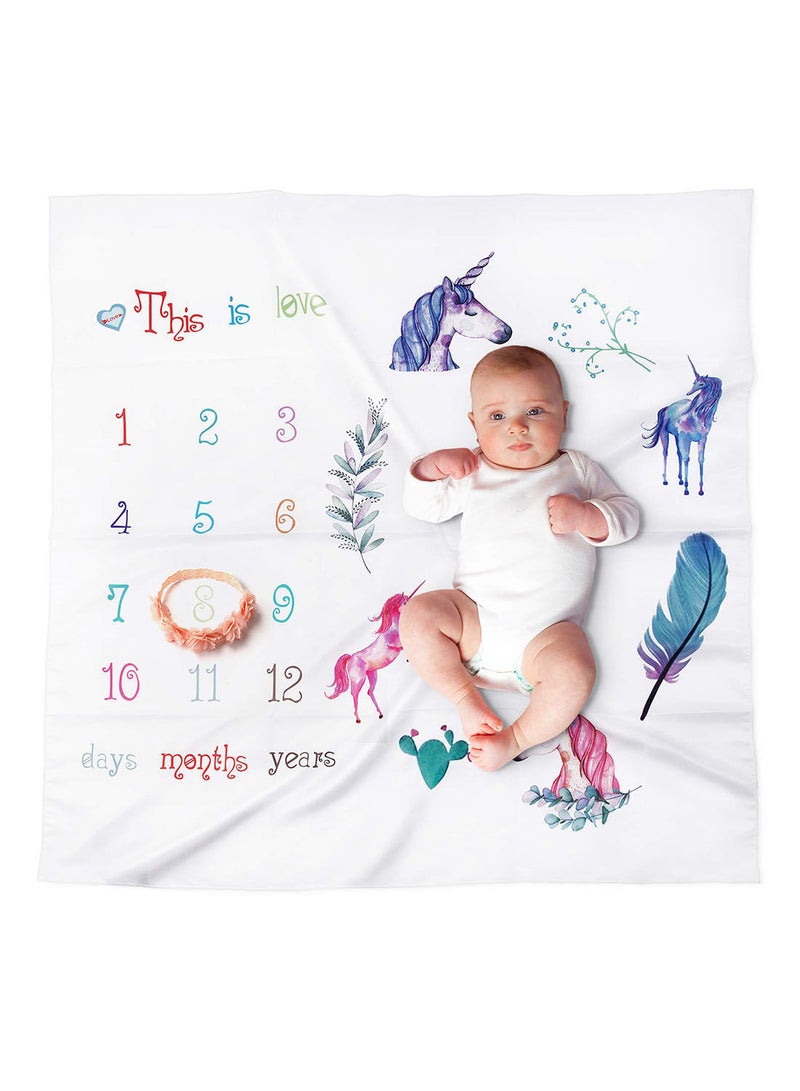 Monthly Milestone Age Printed Fleece Blanket - Image 1