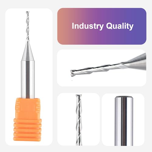 SpeTool 1/16 inch Cuting Diameter Spiral UP Cut Router Bit with 1/4 inch Shank 2 Flute Plunge CNC End Mill - Image 3