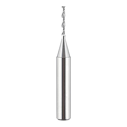 SpeTool 1/16 inch Cuting Diameter Spiral UP Cut Router Bit with 1/4 inch Shank 2 Flute Plunge CNC End Mill - Image 1