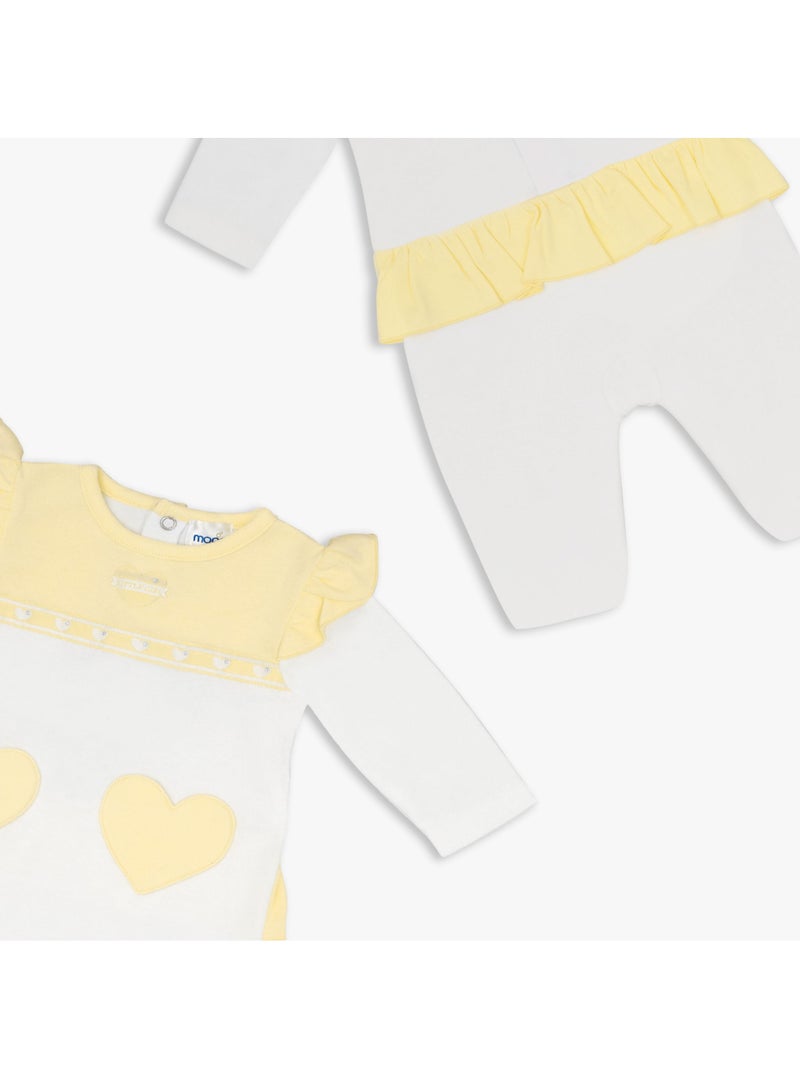 MOON 100% Cotton Sleepsuit 3-6M Yellow&white - Lemon Hearts - Image 4