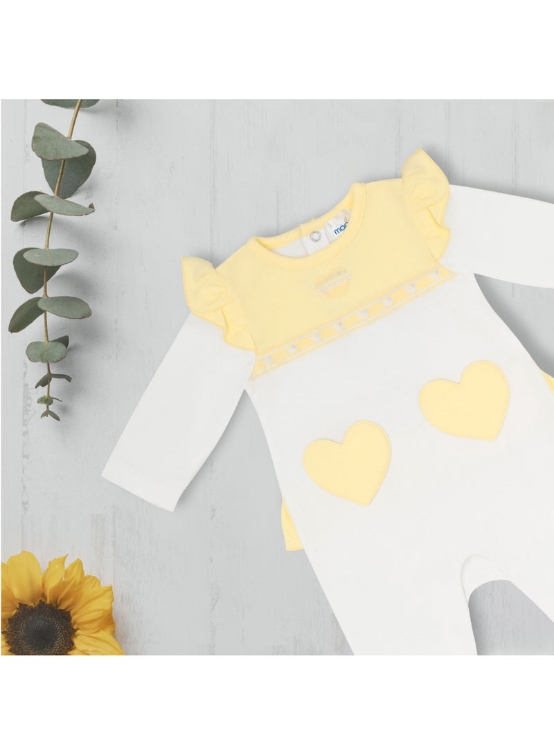 MOON 100% Cotton Sleepsuit 3-6M Yellow&white - Lemon Hearts - Image 5
