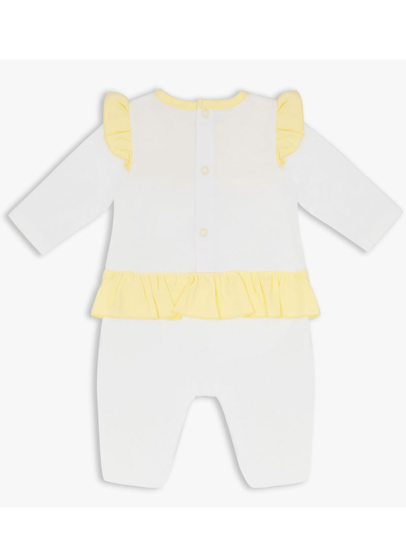 MOON 100% Cotton Sleepsuit 3-6M Yellow&white - Lemon Hearts - Image 2