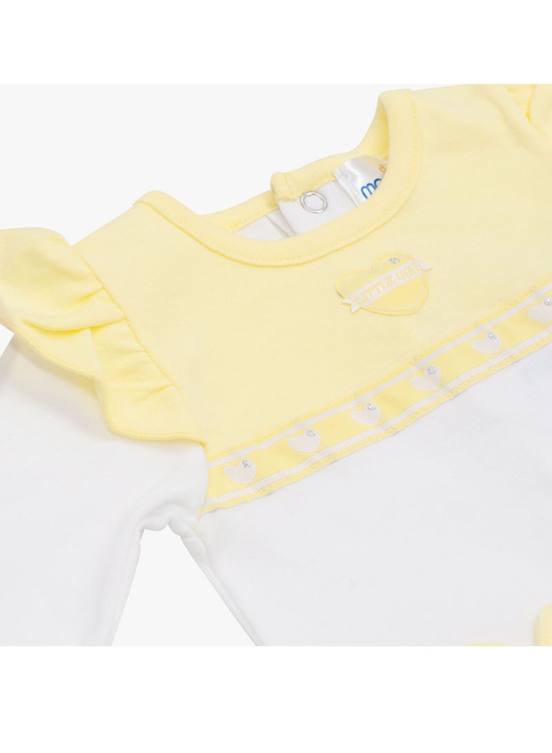 MOON 100% Cotton Sleepsuit 3-6M Yellow&white - Lemon Hearts - Image 3