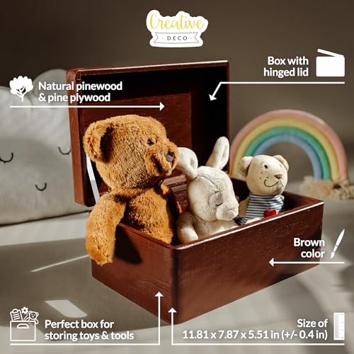 Creative Deco Large Brown Wooden Box Storage with Hinged Lid | 11.8 x 7.87 x 5.51 inches (+-0.5) | Gift Box Kitchen Storage | Product NOT Intended for 15 Years OR Below - Image 4