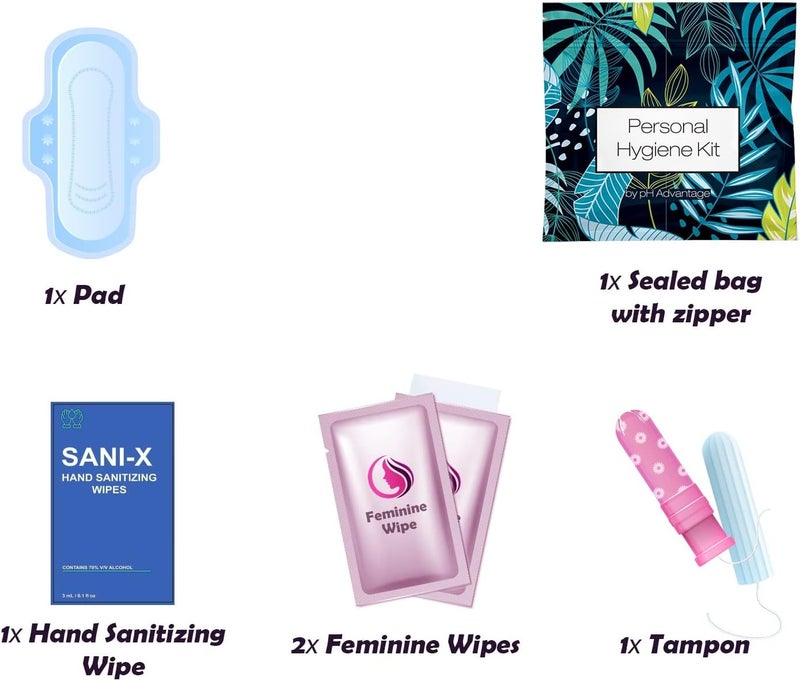 pH Advantage Menstrual Kit All-in-One 10 Pack | Convenience on The Go | Period Kit Pack for Travelling, Tweens & Teenager | Individually Wrapped Feminine Hygiene Product (Blue Forest) - Image 2