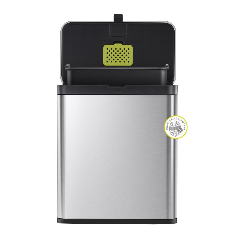 EKO Kitchen Compost Bin 7L 185 Gal Stainless Steel with Removable Inner Bucket and Deodorizer Compartment 2in1 Countertop Compost Bin with Lid Food Waste Caddy for Kitchen MMT Black Finish