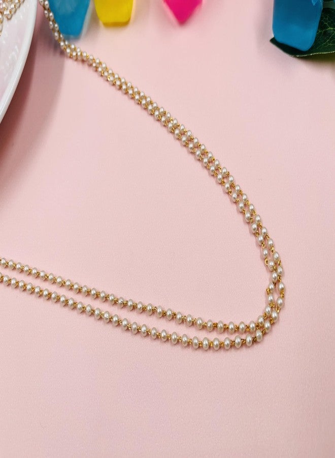 JHB Pearl Chain 24 Inch Gold Plated Finish Handmade Work Pearl Jewellery For Women Girls Men - Image 4