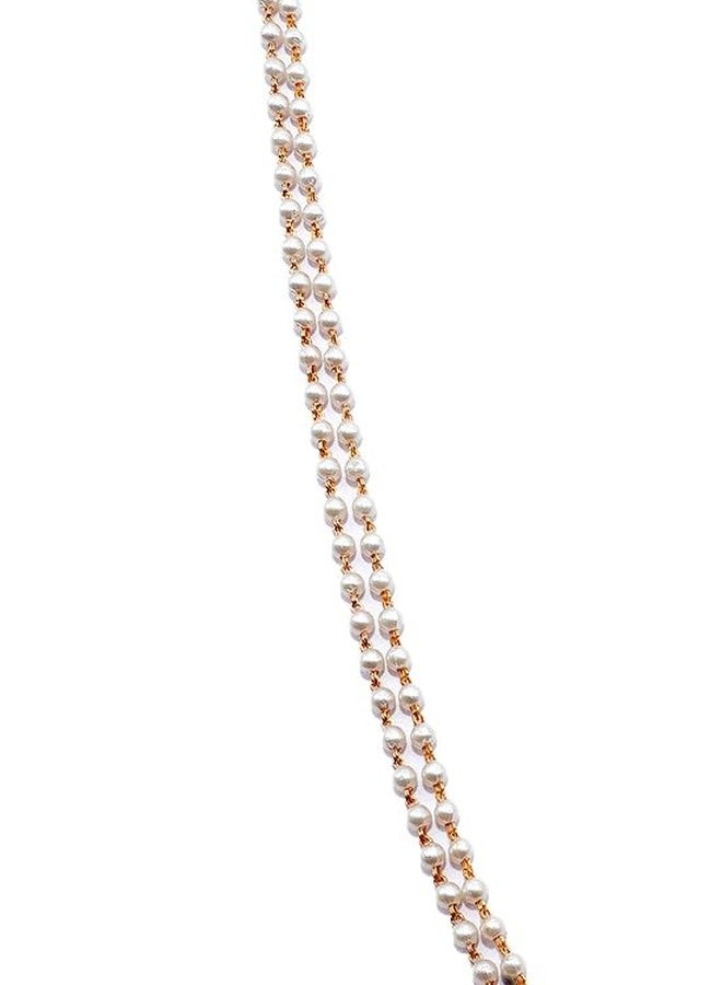 JHB Pearl Chain 24 Inch Gold Plated Finish Handmade Work Pearl Jewellery For Women Girls Men - Image 5
