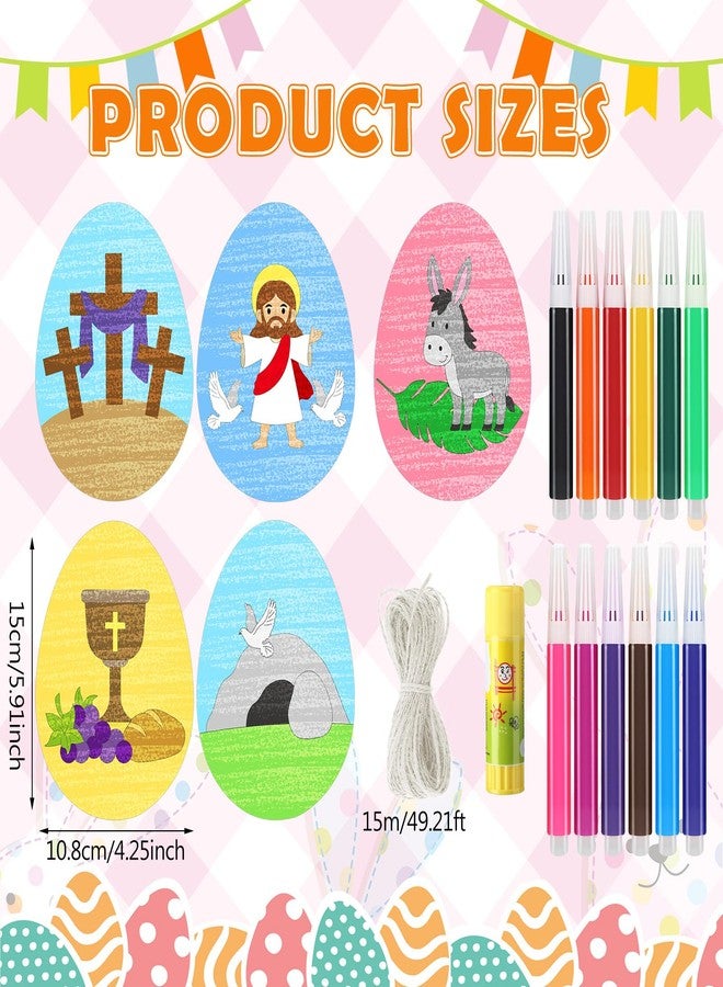 Supervitae 36 Set Easter Religious Crafts Easter Story Christian Craft Color Your Own Holy Week Cross 3D Egg Cutouts for Jesus Bible Arts Church DIY Paint Activities - Image 4