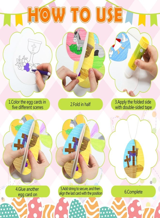 Supervitae 36 Set Easter Religious Crafts Easter Story Christian Craft Color Your Own Holy Week Cross 3D Egg Cutouts for Jesus Bible Arts Church DIY Paint Activities - Image 5
