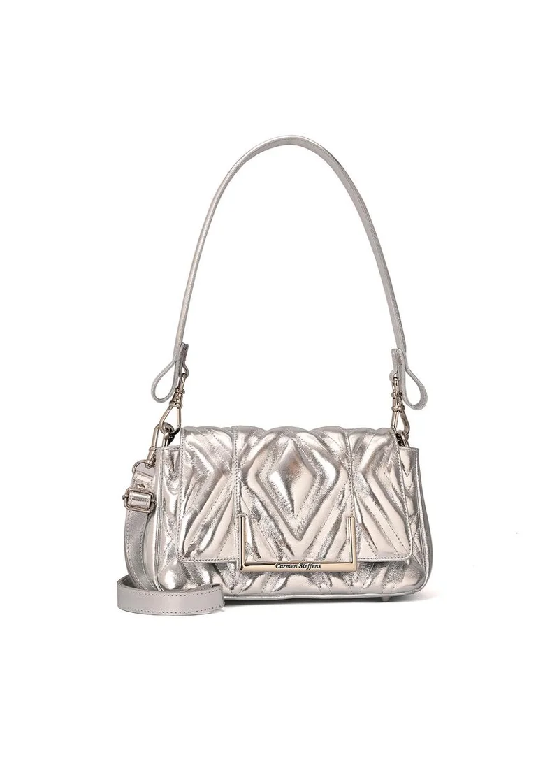 Carmen Steffens Quilted Silver Leather Bag