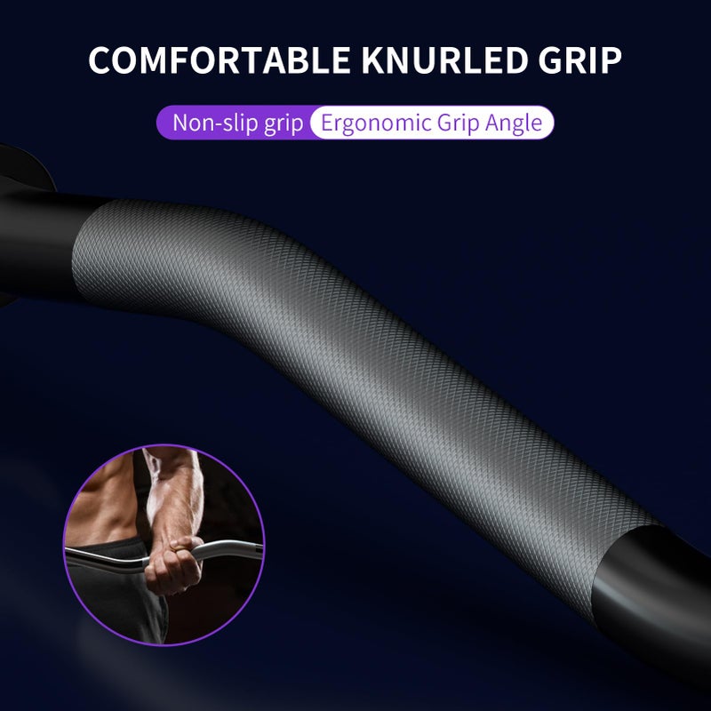 LAVVON 47" EZ Curl Bar Weight Lifting Bar, 1-inch Curling Bars for Weight lifting, Barbell bar for Hip Thrusts/Squats/Lunges for Gym and Home, With 2 Star Double Risk T-nuts (220lb Weight Capacity) (Black) - Image 2