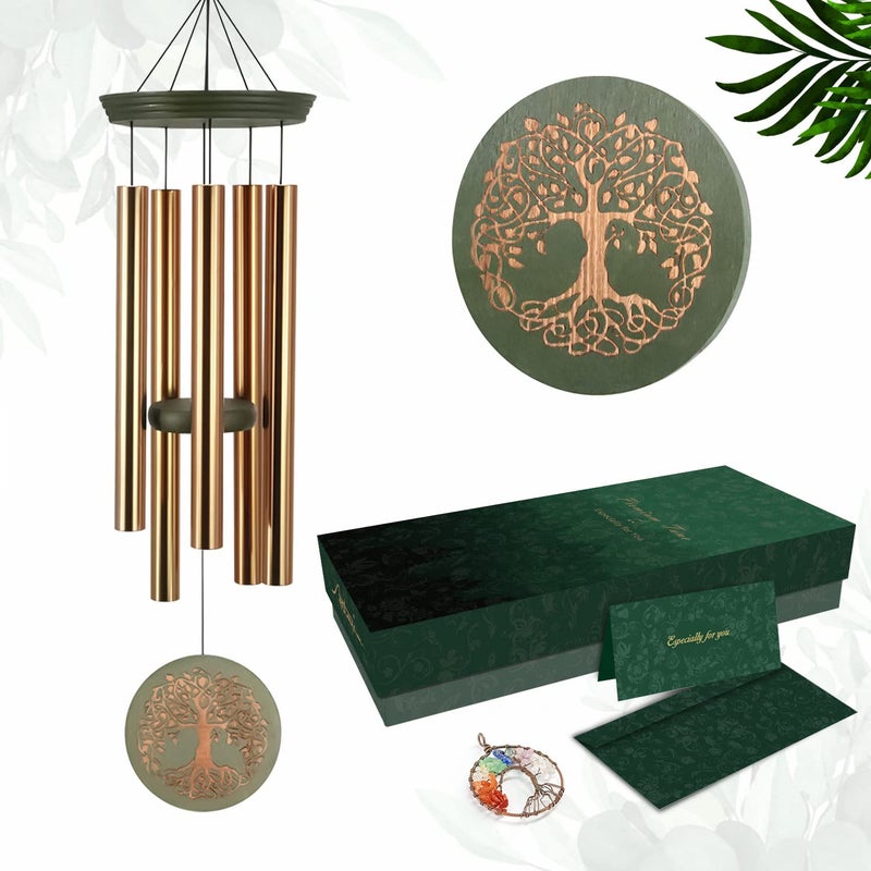 Gifts for Mom  Grandma  Outdoor Wind Chimes with Engraved Tree of Life Large Patio Hanging Decor for Garden Yard Christmas Anniversary Celebrations