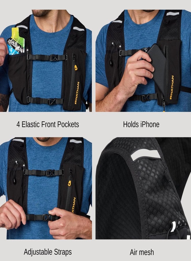 Nathan Running Hydration Vest - Lightweight Running Vest for Men & Women - Adjustable Backpack for Marathons - Reflective Hydration Backpack - OSFM - Black - Image 3