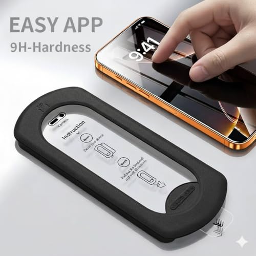 EGOTUDE for iPhone 17 Pro Tempered Glass 9H Hardnes Edge-To-Edge Coverage Screen Guard Protector with Easy Fit Auto Dust Removal Kit - Image 4