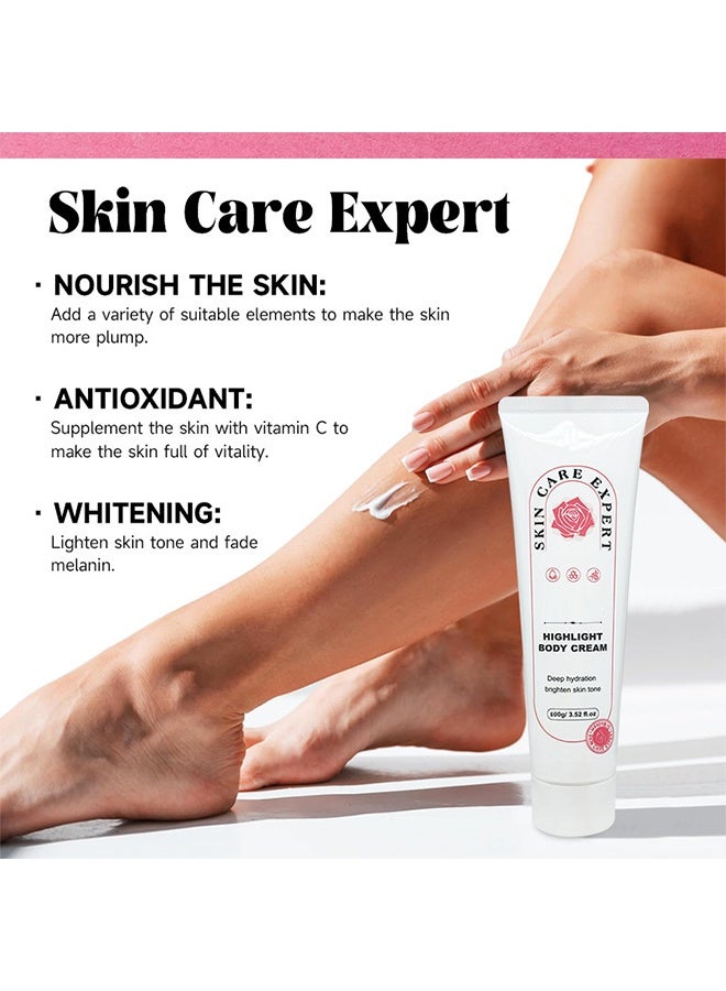 ibcccndc Highlight Body Cream - Face and Body Bleaching Cream -Makeup Replacement Cream for Face and Body,Deep Hydration Brighten Skin Tone 100g - Image 3