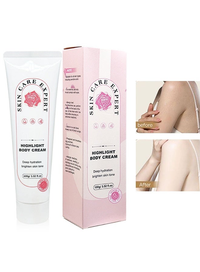 ibcccndc Highlight Body Cream - Face and Body Bleaching Cream -Makeup Replacement Cream for Face and Body,Deep Hydration Brighten Skin Tone 100g - Image 1