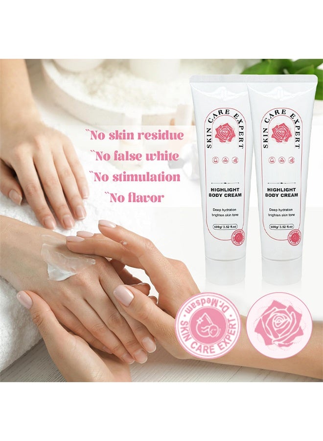 ibcccndc Highlight Body Cream - Face and Body Bleaching Cream -Makeup Replacement Cream for Face and Body,Deep Hydration Brighten Skin Tone 100g - Image 2