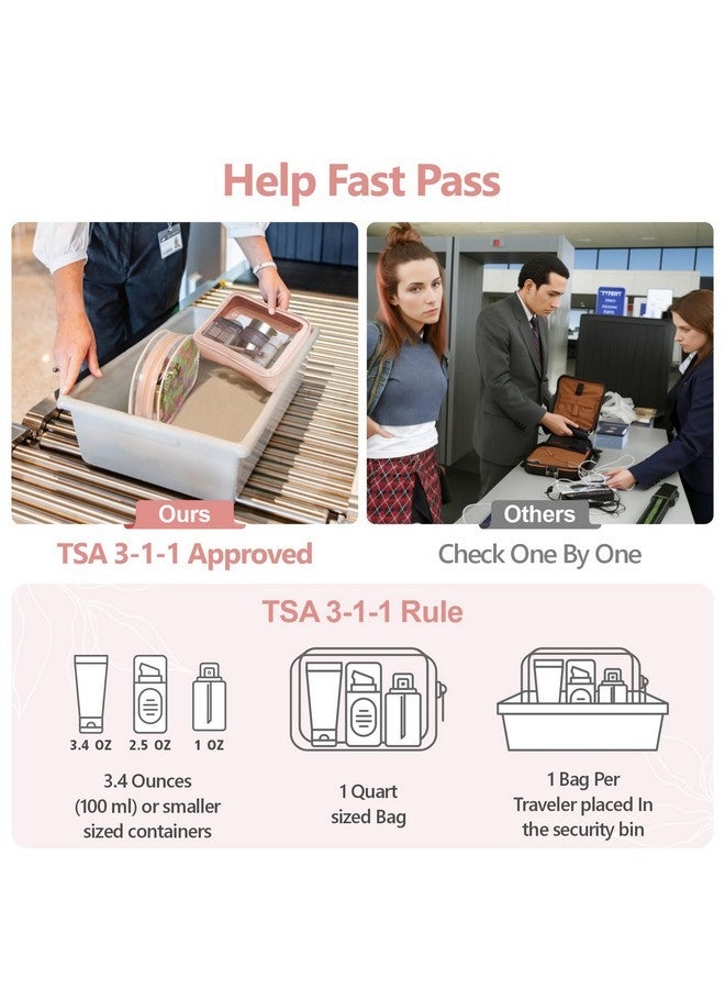 Packism Tsa Approved Toiletry Bag - Pink Floral Print Clear Shell Bag And Upgrade Color-Edged Clear Travel Bag, Perfect For On The Go Or Travel, Lightweight And Robust, 2 Pack - Image 2