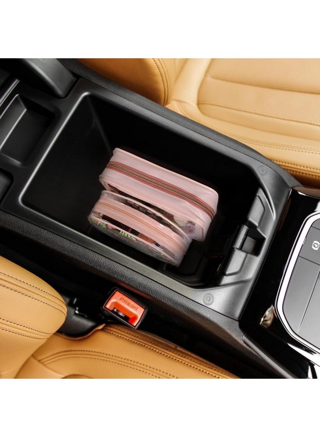 Packism Tsa Approved Toiletry Bag - Pink Floral Print Clear Shell Bag And Upgrade Color-Edged Clear Travel Bag, Perfect For On The Go Or Travel, Lightweight And Robust, 2 Pack - Image 3