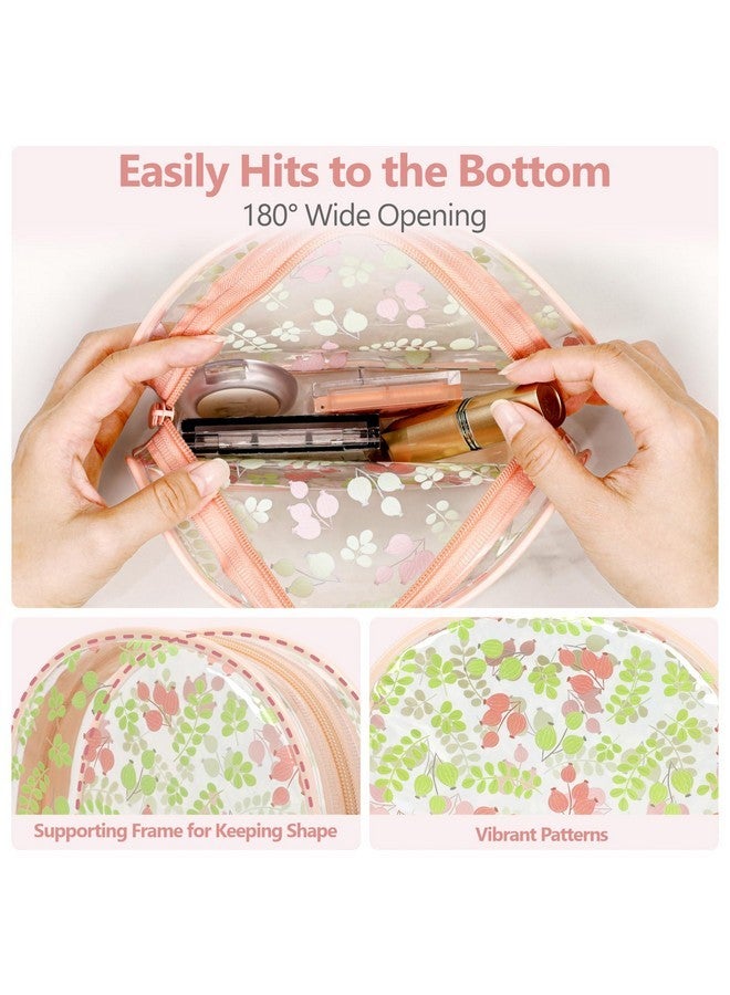 Packism Tsa Approved Toiletry Bag - Pink Floral Print Clear Shell Bag And Upgrade Color-Edged Clear Travel Bag, Perfect For On The Go Or Travel, Lightweight And Robust, 2 Pack - Image 5