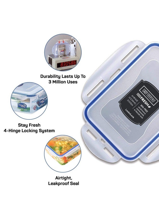 Lock & Lock Classic Rectangular Plastic Airtight Food Storage Container with Leak Proof Lid, 1.3 Liter, Transparent, Set of 2 (HPL809 x 2) - Image 5
