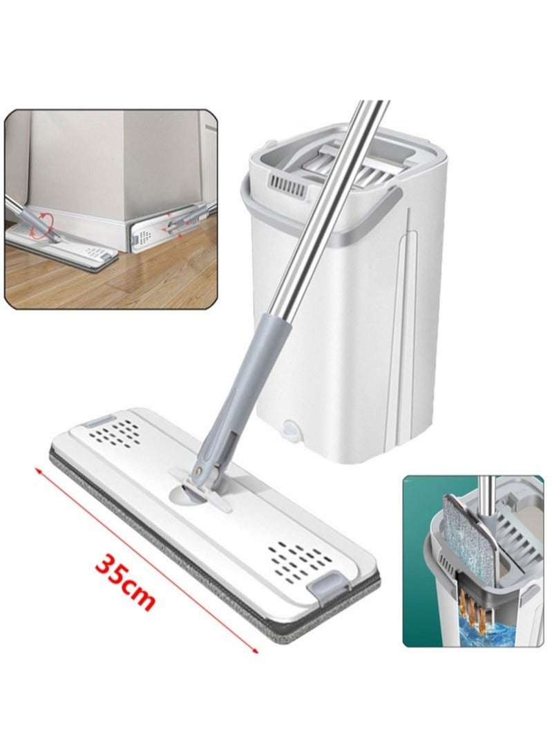 MIXDE Hands-Free Flat Floor Mop And Bucket Set For Home Floor Cleaning With Washable Microfiber Pad - Image 2