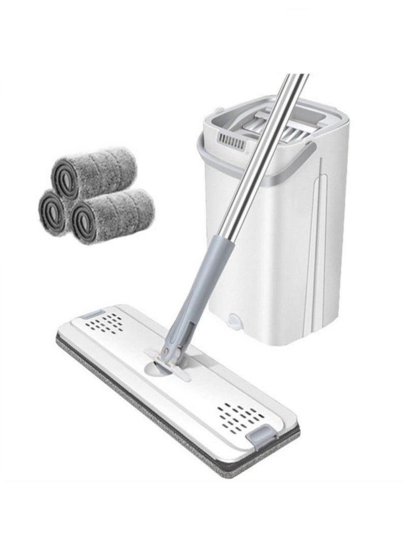 MIXDE Hands-Free Flat Floor Mop And Bucket Set For Home Floor Cleaning With Washable Microfiber Pad - Image 1