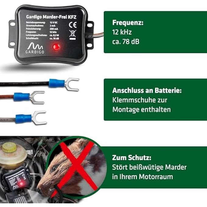 rayihni Ultrasonic Marten Repeller Device for Car I Animal Repeller for Car with Ultrasound I Connects to Car Battery - Image 3