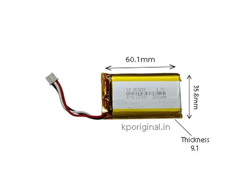 KP Original Battery بطارية قابلة للشحن KP الأصلية - 903659 3.7 فولت 3000 مللي أمبير 3 دبابيس مع موصل لبنك الطاقة، DVD، جهاز لوحي، مشغل MP3، GPS، أدوات ومشاريع DIY 3000 مللي أمبير - Image 2