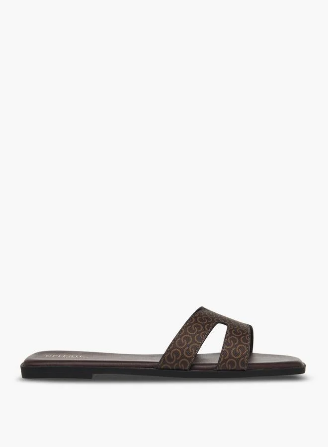 Celeste Women Monogram Print Flat Sandals