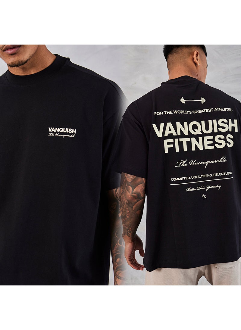 Generic - Large Size Mens Running Exercise Cotton T-Shirt Short Sleeve Sportswear Casual Fitness Clothing VQ Hip Hop Style Summer Tx52 black - Image 1