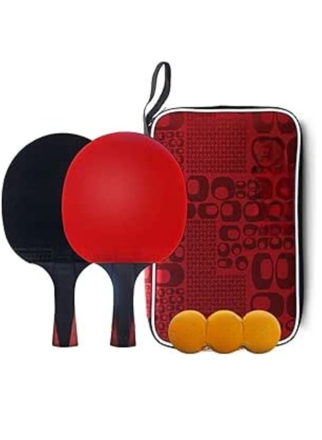 Performance-Level Table Tennis Racket Set, 2 Pro Premium Table Tennis Racket with 3 Balls and Storage Bag, for Indoor or Outdoor Play, Soft Sponge Rubber - Image 1
