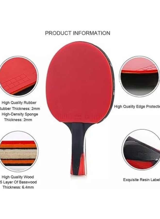Performance-Level Table Tennis Racket Set, 2 Pro Premium Table Tennis Racket with 3 Balls and Storage Bag, for Indoor or Outdoor Play, Soft Sponge Rubber - Image 4