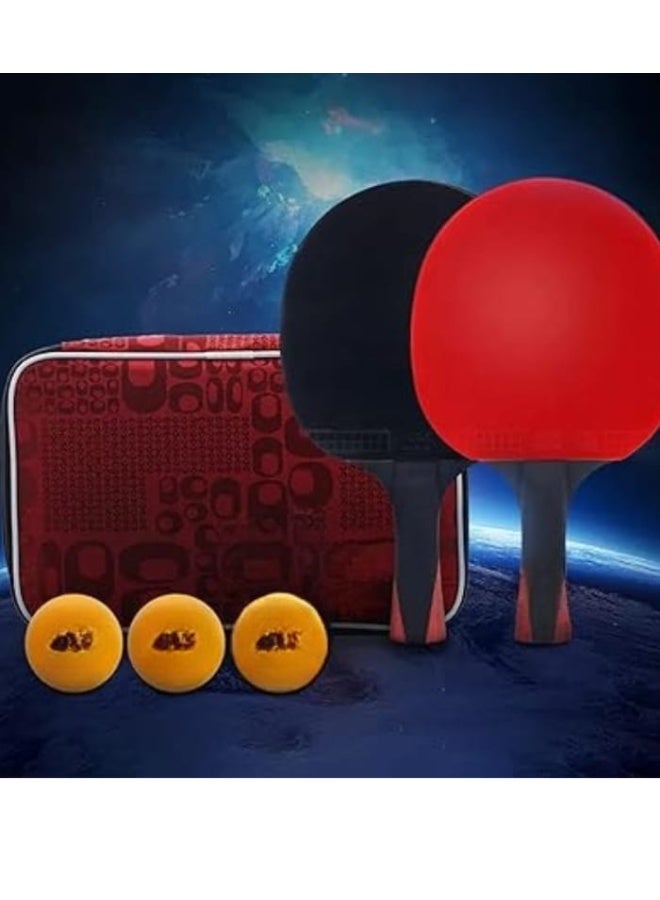 Performance-Level Table Tennis Racket Set, 2 Pro Premium Table Tennis Racket with 3 Balls and Storage Bag, for Indoor or Outdoor Play, Soft Sponge Rubber - Image 2