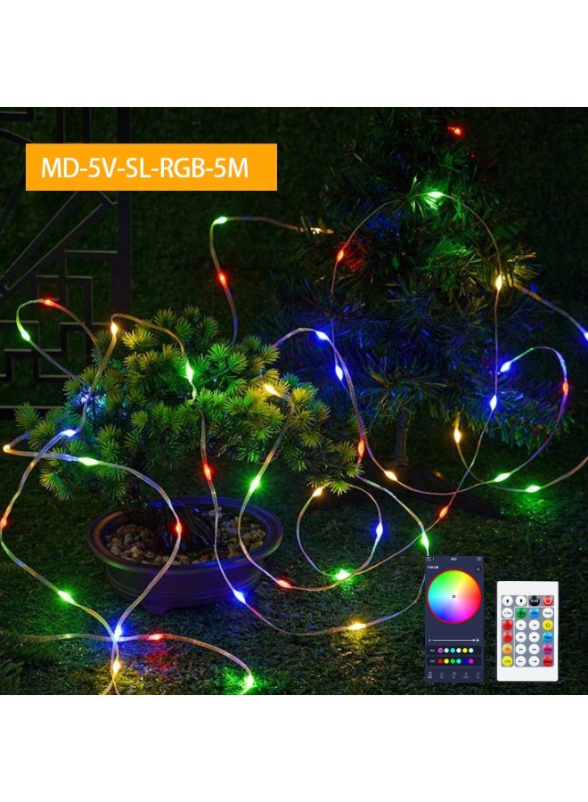 مودي شريط إضاءة LED RGB بطول 5 أمتار مزود بمنفذ USB مع جهاز تحكم عن بعد وتطبيق، أضواء خرافية مرنة مقاومة للماء للديكور المنزلي - Image 1