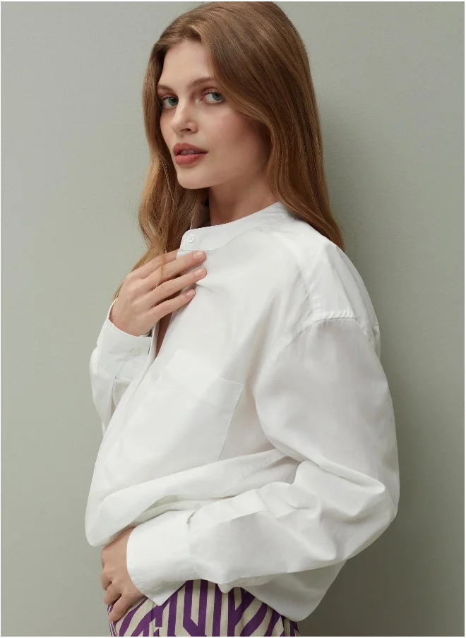 او في اس PIOMBO relaxed-fit shirt with band collar